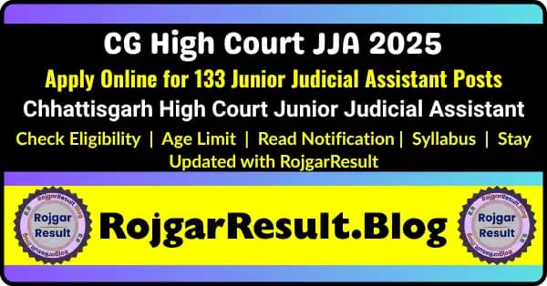 CG High Court Junior Judicial Assistant 2025 – Apply Online for 133 Posts