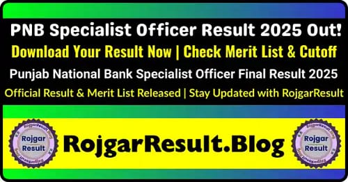 PNB Specialist Officer Final Result 2025 Punjab National Bank Merit List PDF Download