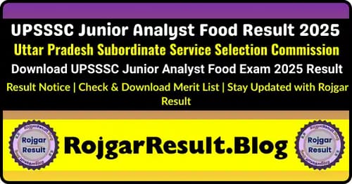 Download UPSSSC Junior Analyst Food Result 2025 Online – Merit List & Scorecard